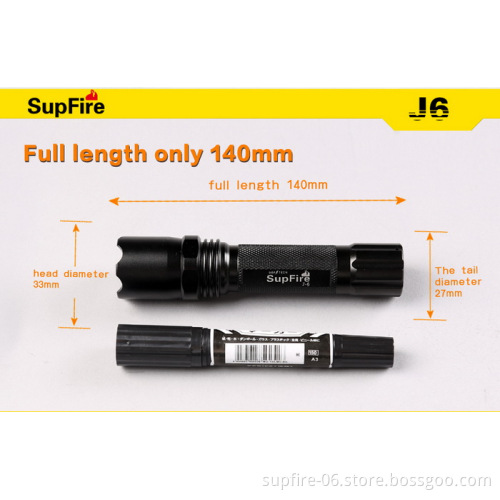 Mini 220lumens waterproof camping LED flashlight SupFire J6